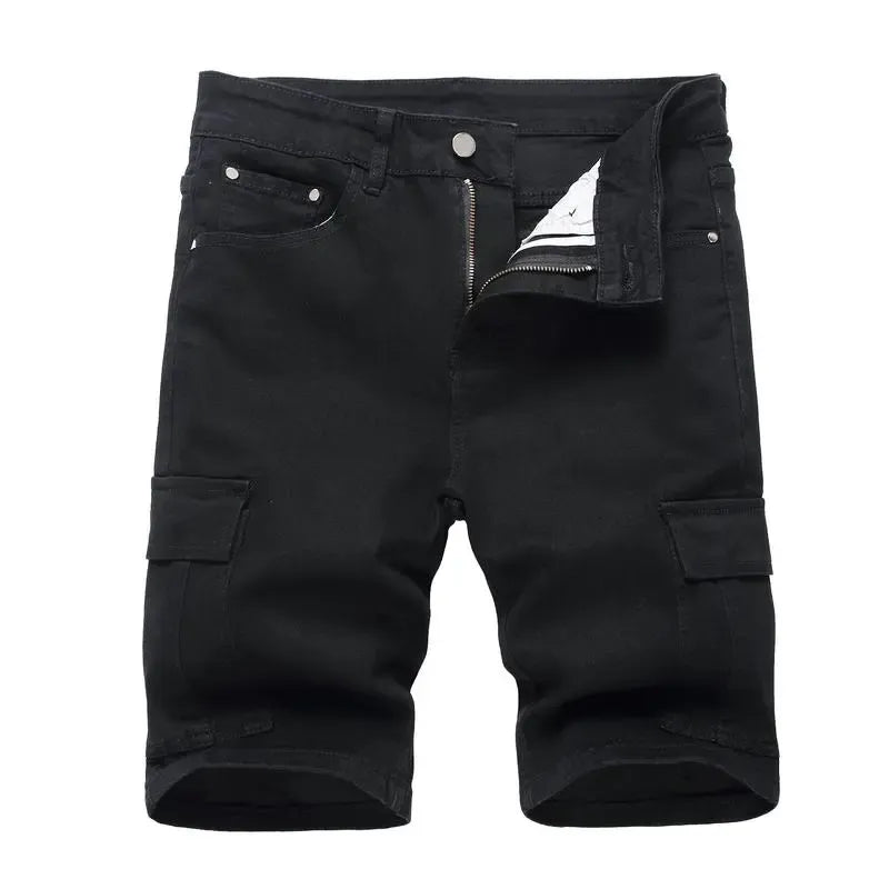 Men's Ripped Denim Shorts, Stretch, Distressed Street Style
