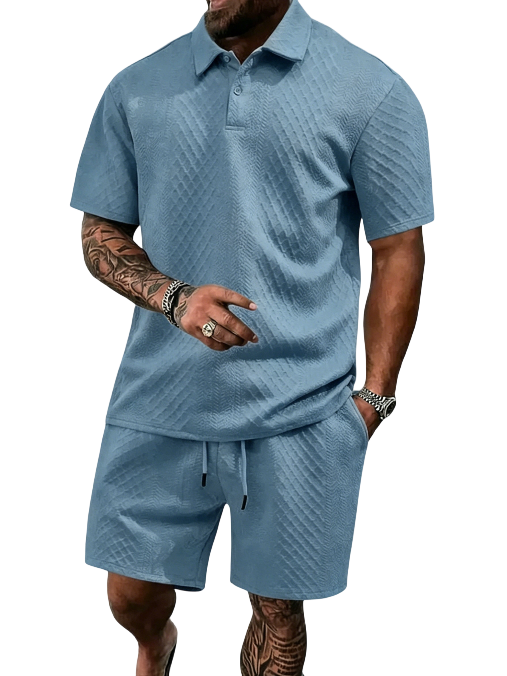 🔥Casual Summer Textured Polo Set