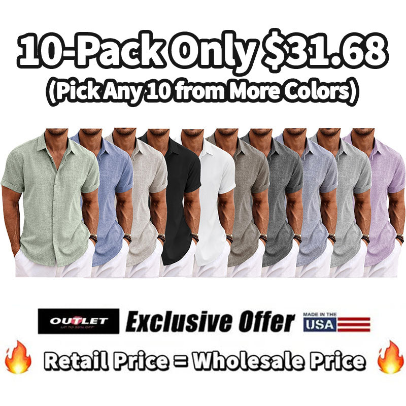 🔥Clearance Sale🔥Men's Linen Shirts Short Sleeve Casual Shirts Bu