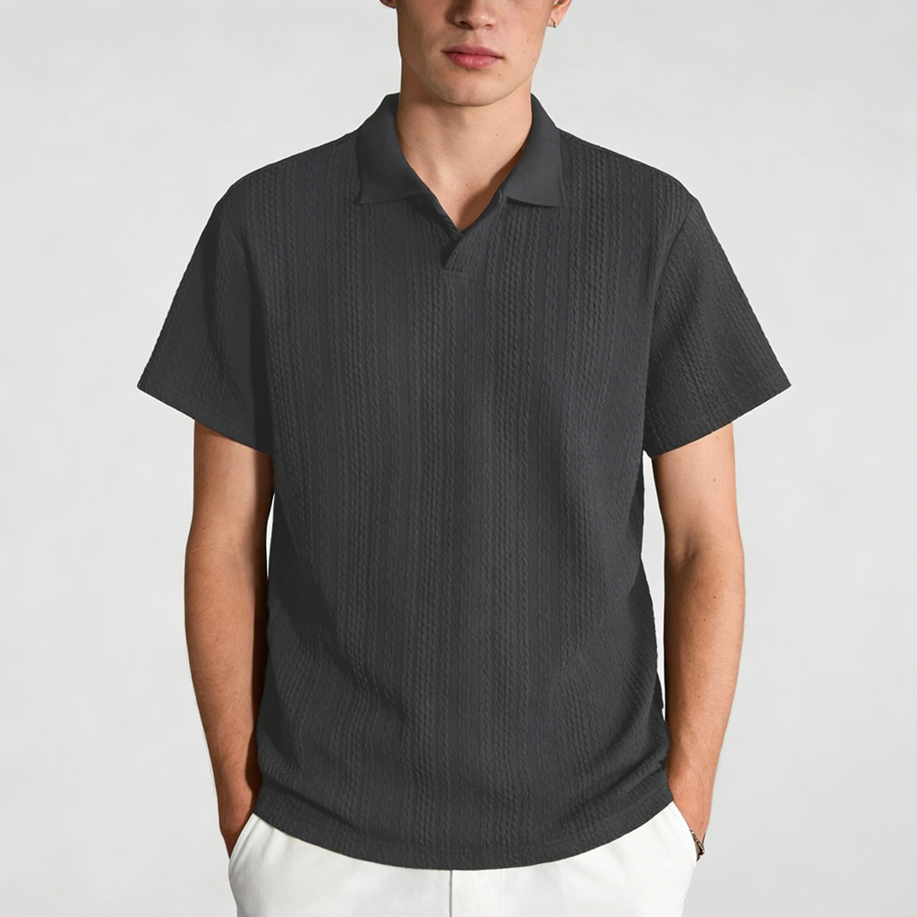 🔥Clearance sale, limited stock🔥Men'S Casual Loose-Fitting Knitted Drop-Shoulder Collar Polo Shirt