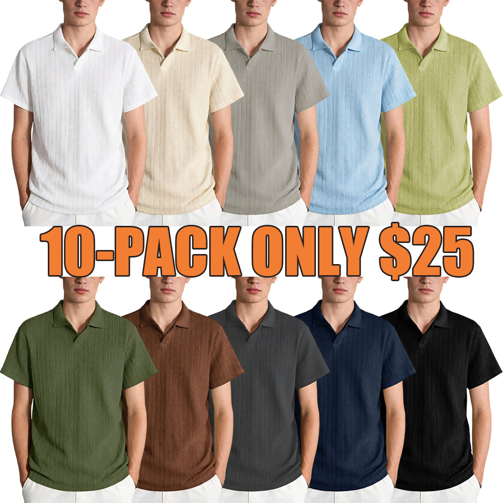 🔥Clearance sale, limited stock🔥Men'S Casual Loose-Fitting Knitted Drop-Shoulder Collar Polo Shirt