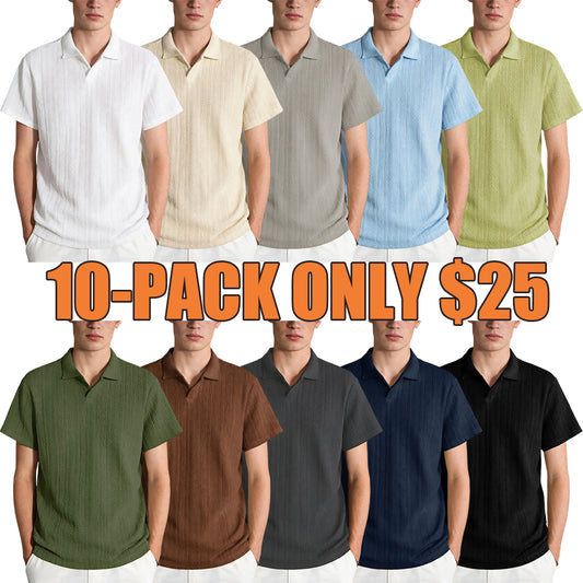 🔥Clearance sale, limited stock🔥Men'S Casual Loose-Fitting Knitted Drop-Shoulder Collar Polo Shirt