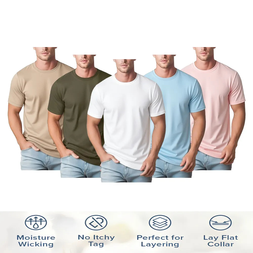 Men's Performance Crewneck T Shirts  – Stretchy, Moisture-Wicking & Quick-Dry Comfort