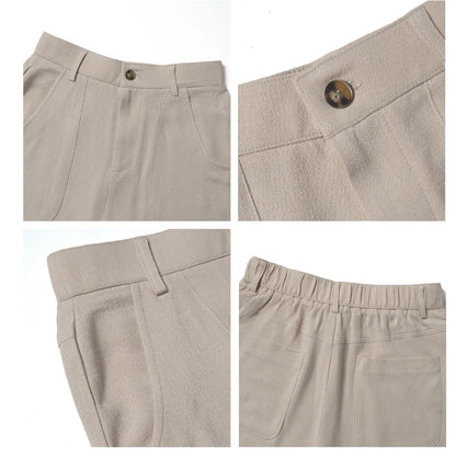 High Waist Wide Leg Beach Trousers With Pocket