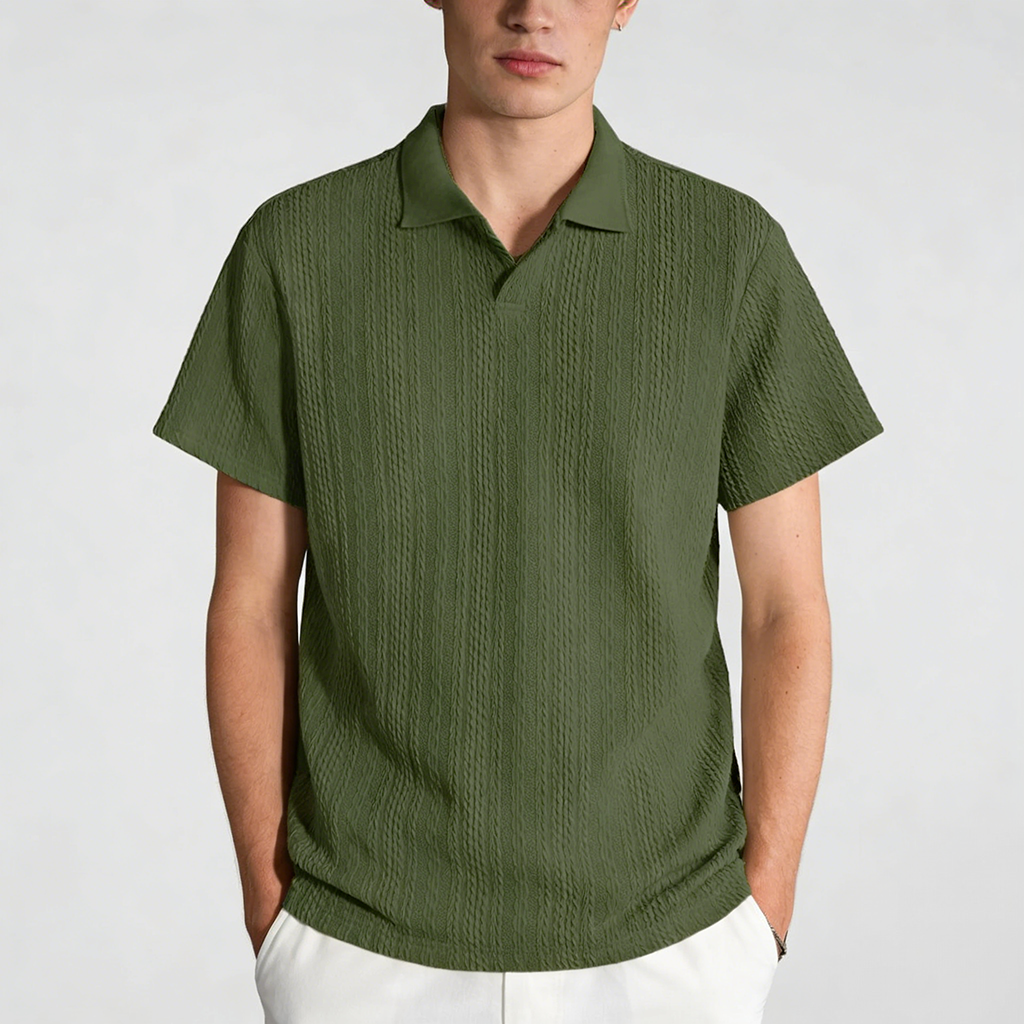 🔥Clearance sale, limited stock🔥Men'S Casual Loose-Fitting Knitted Drop-Shoulder Collar Polo Shirt