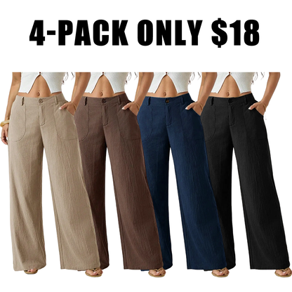 High Waist Wide Leg Beach Trousers With Pocket