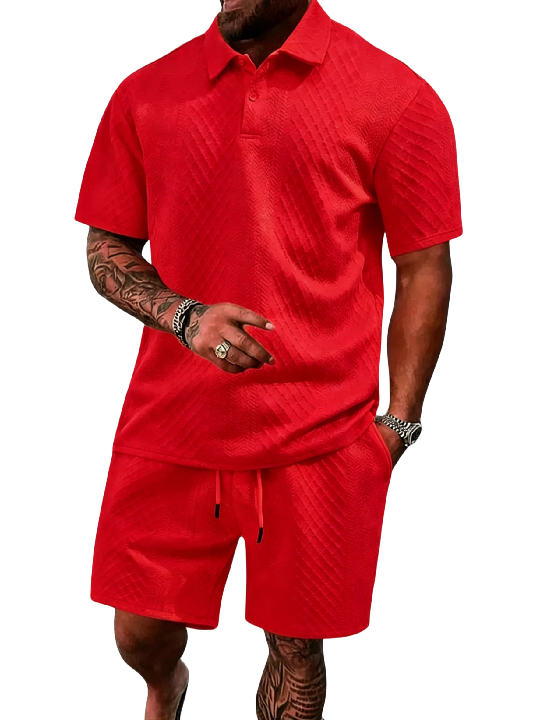 🔥Casual Summer Textured Polo Set