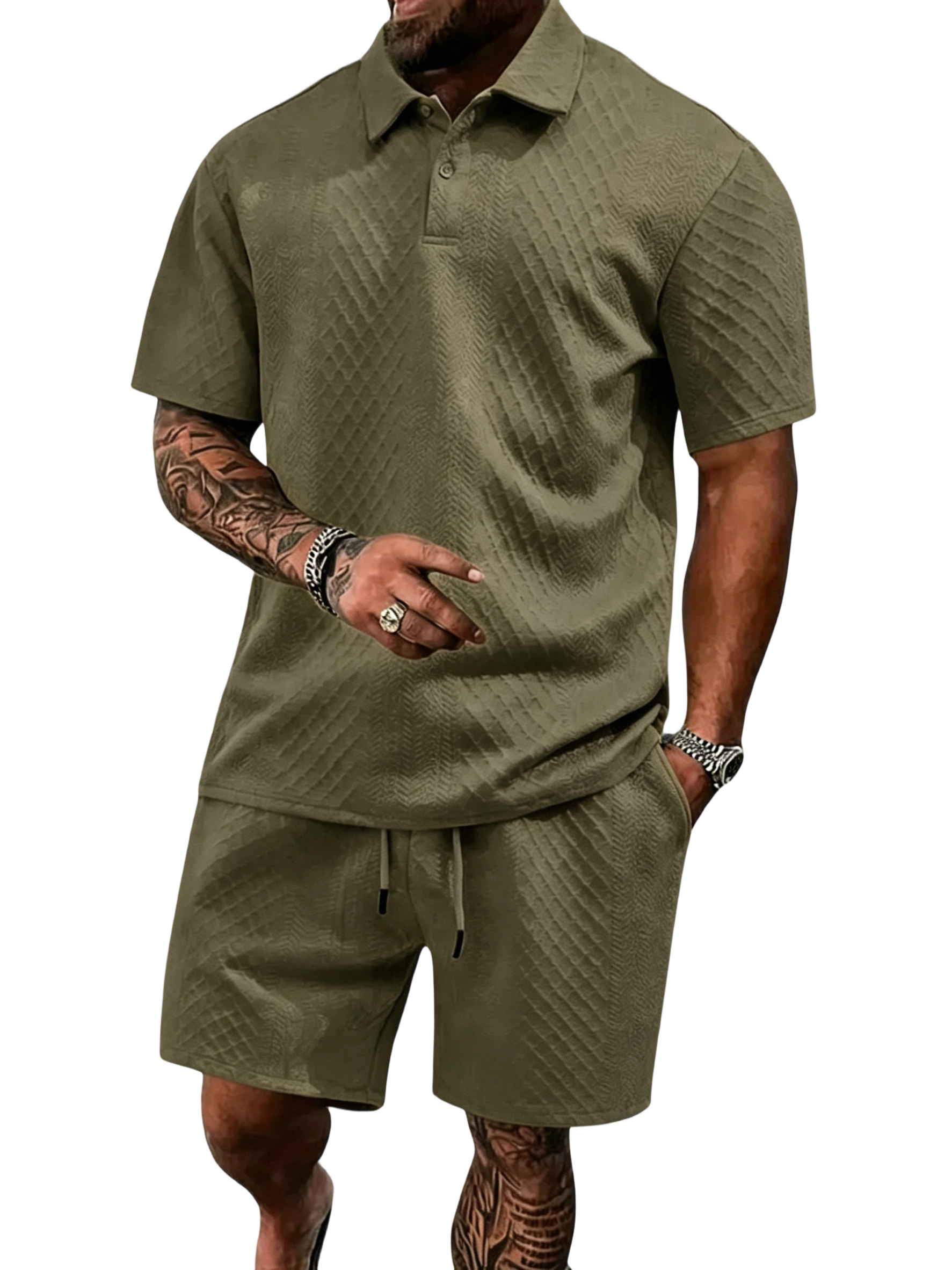 🔥Casual Summer Textured Polo Set