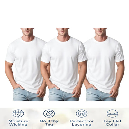 Men's Performance Crewneck T Shirts  – Stretchy, Moisture-Wicking & Quick-Dry Comfort