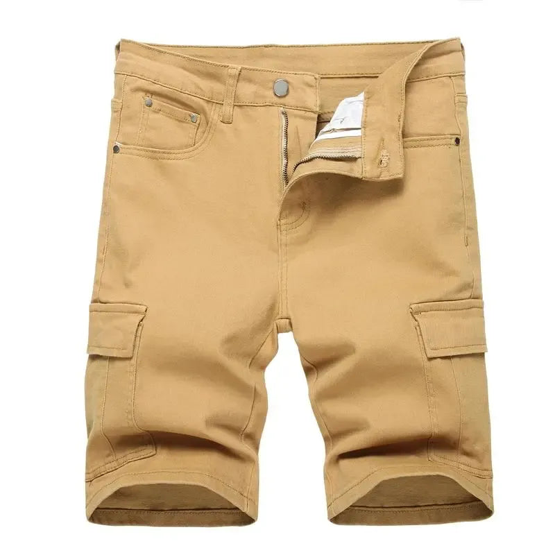 Men's Ripped Denim Shorts, Stretch, Distressed Street Style