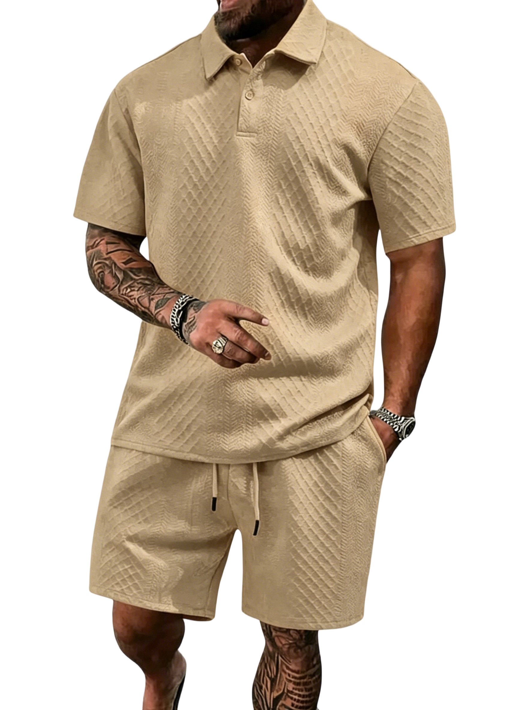 🔥Casual Summer Textured Polo Set