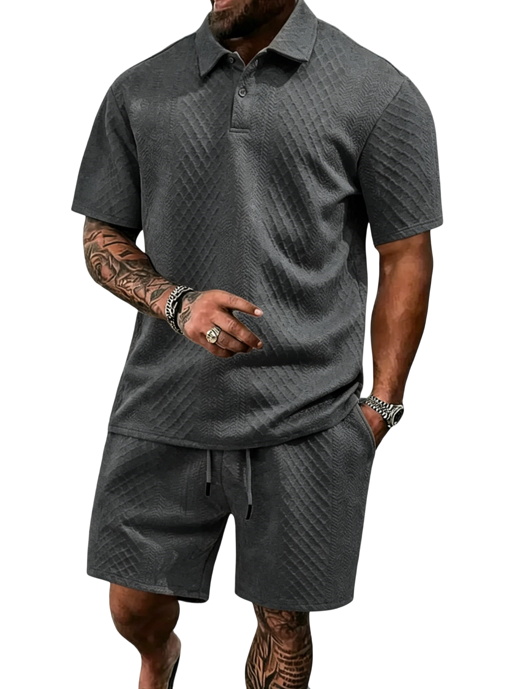 🔥Casual Summer Textured Polo Set