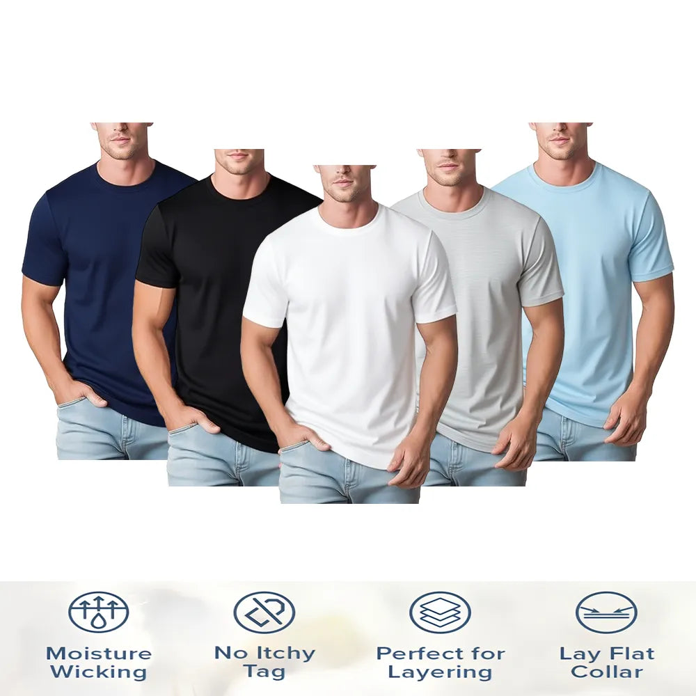 Men's Performance Crewneck T Shirts  – Stretchy, Moisture-Wicking & Quick-Dry Comfort