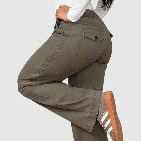 Solid Seam Detail Drawstring Mid Rise Straight Leg Pants High Stretch Fabric Women's Wear Minimalist Fit Basic Style Multiple Colors