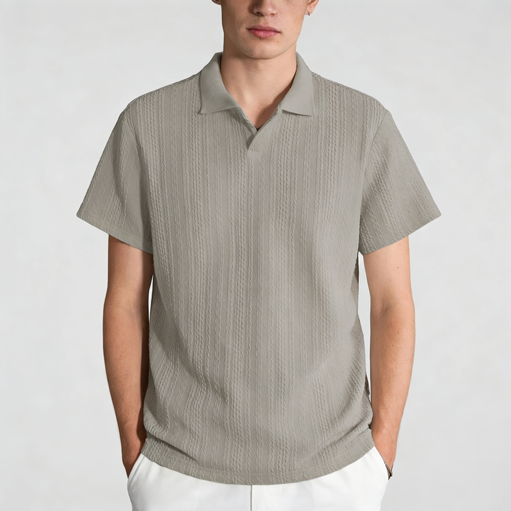 🔥Clearance sale, limited stock🔥Men'S Casual Loose-Fitting Knitted Drop-Shoulder Collar Polo Shirt