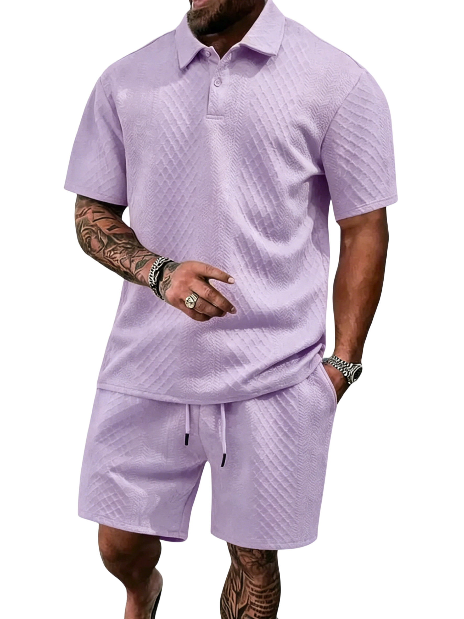 🔥Casual Summer Textured Polo Set
