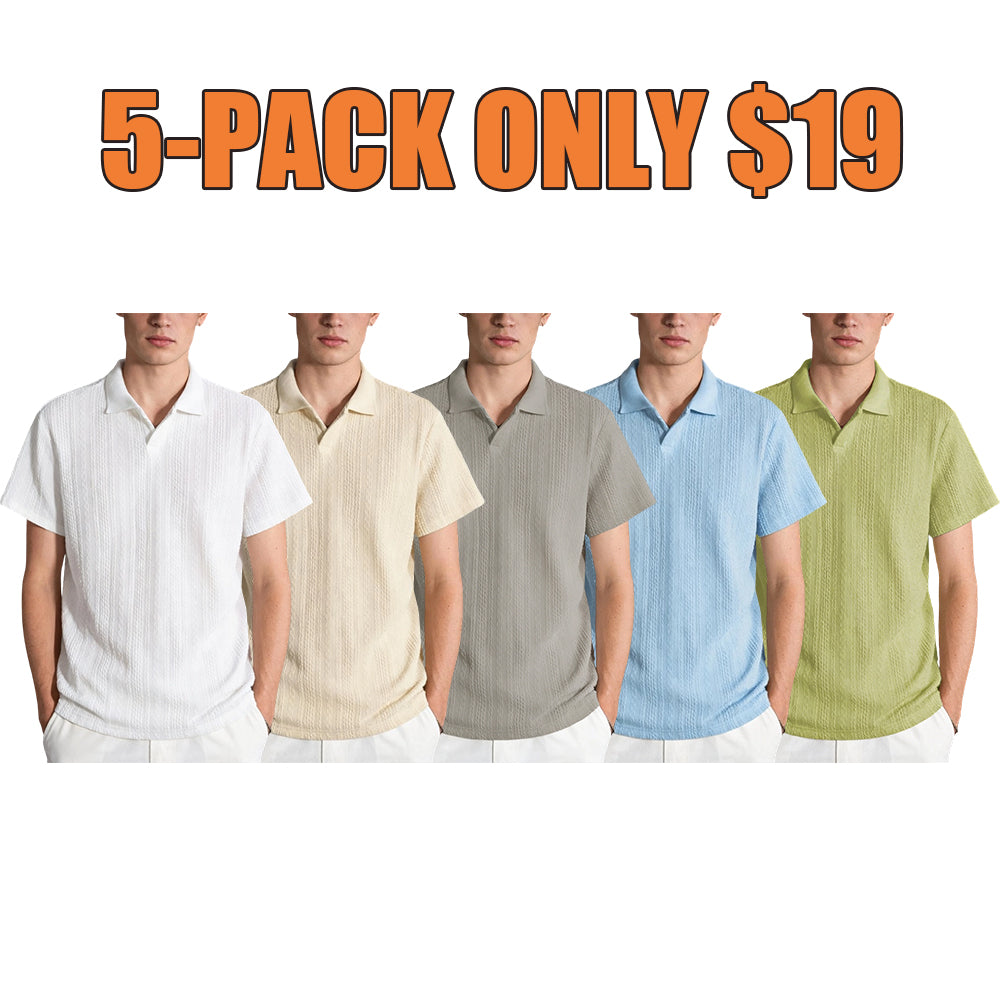 🔥Clearance sale, limited stock🔥Men'S Casual Loose-Fitting Knitted Drop-Shoulder Collar Polo Shirt