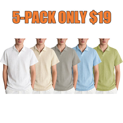 🔥Clearance sale, limited stock🔥Men'S Casual Loose-Fitting Knitted Drop-Shoulder Collar Polo Shirt