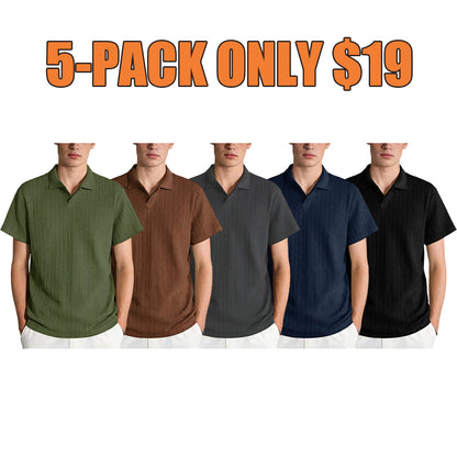 🔥Clearance sale, limited stock🔥Men'S Casual Loose-Fitting Knitted Drop-Shoulder Collar Polo Shirt
