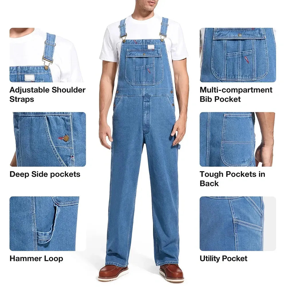 Men's Vintage Denim Bib Overalls