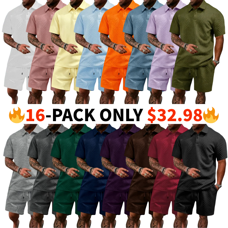 🔥Casual Summer Textured Polo Set