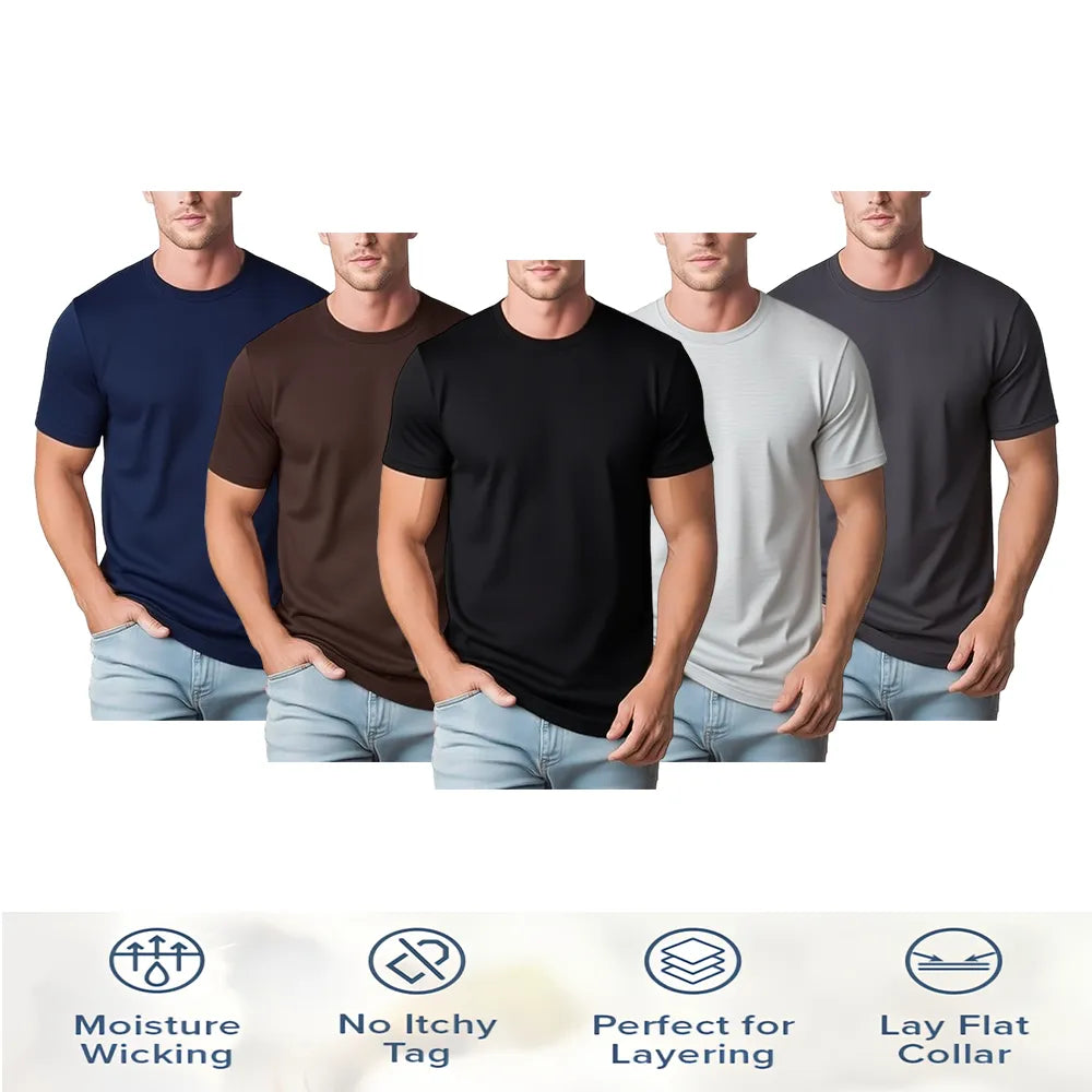 Men's Performance Crewneck T Shirts  – Stretchy, Moisture-Wicking & Quick-Dry Comfort